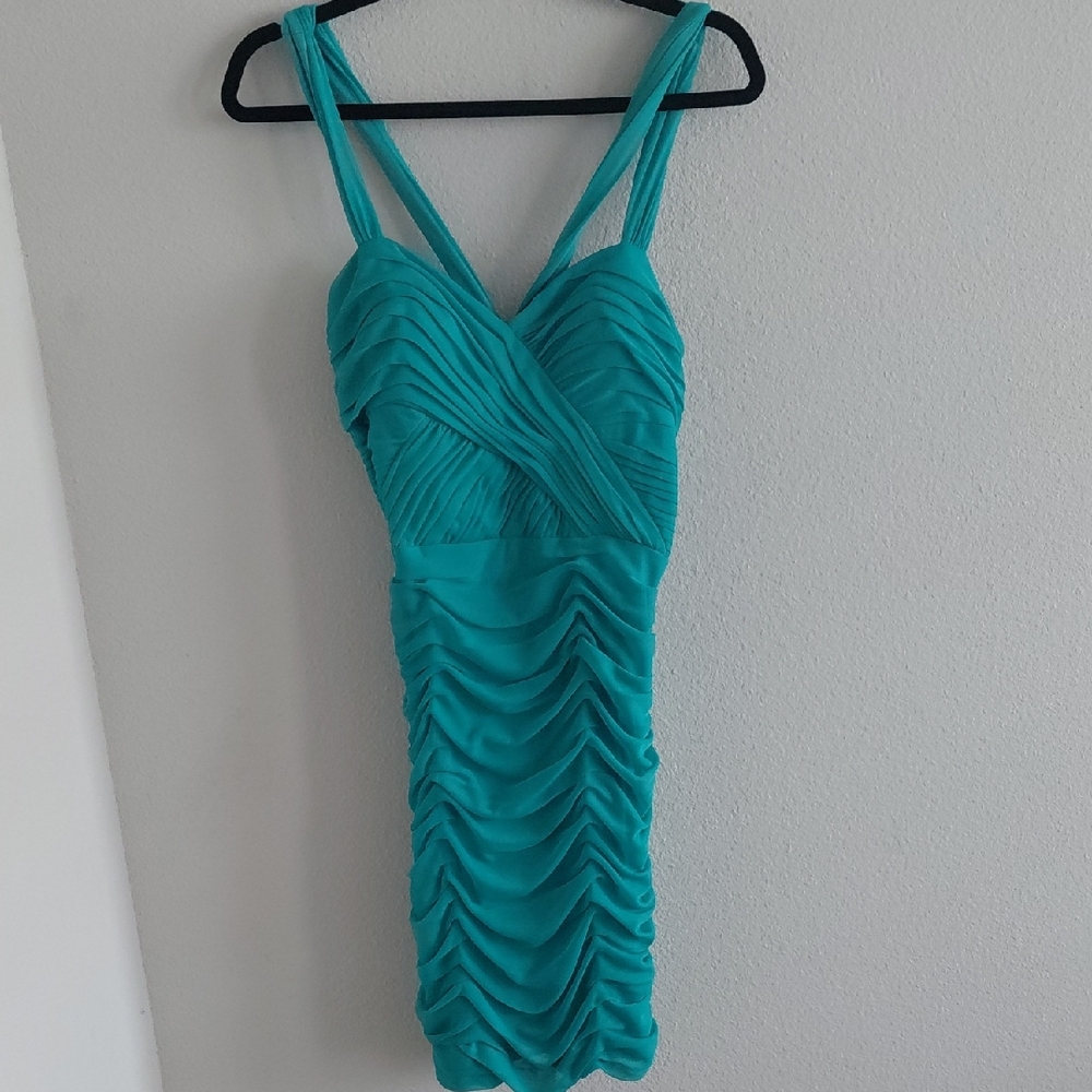 Adrianna Papell Teal Mini Dress